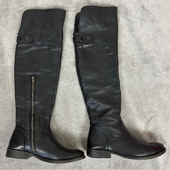 FRYE Shirley Black Leather Over the Knee Riding Boots Size 6.5 - Picture 3 of 13